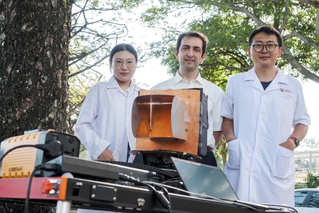 NTU researchers with the AI-powered tree radar system